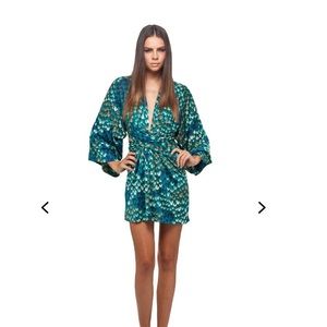 ISSA Kimono style front-tie mini dress